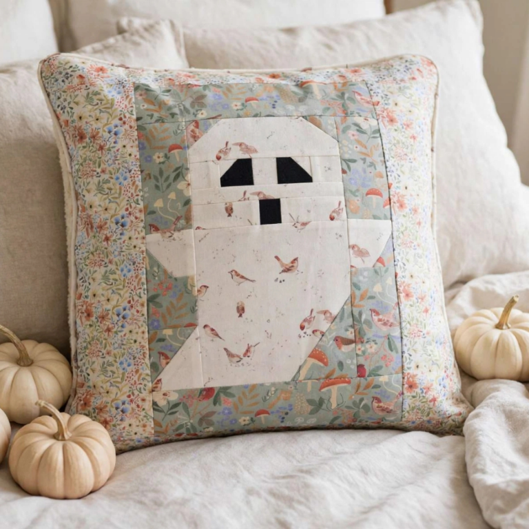 ¡Patrón GRATIS! Cómo coser este Cojín de Fantasma FPP (Foundation Paper Piecing) | Katia Fabrics